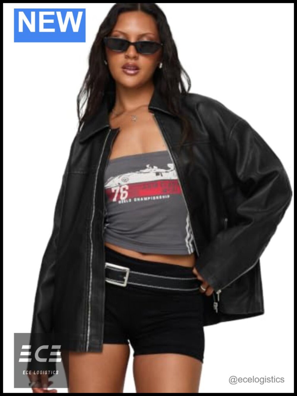 Faux Leather Jacket, Structured Hip Length Zip Up Moto